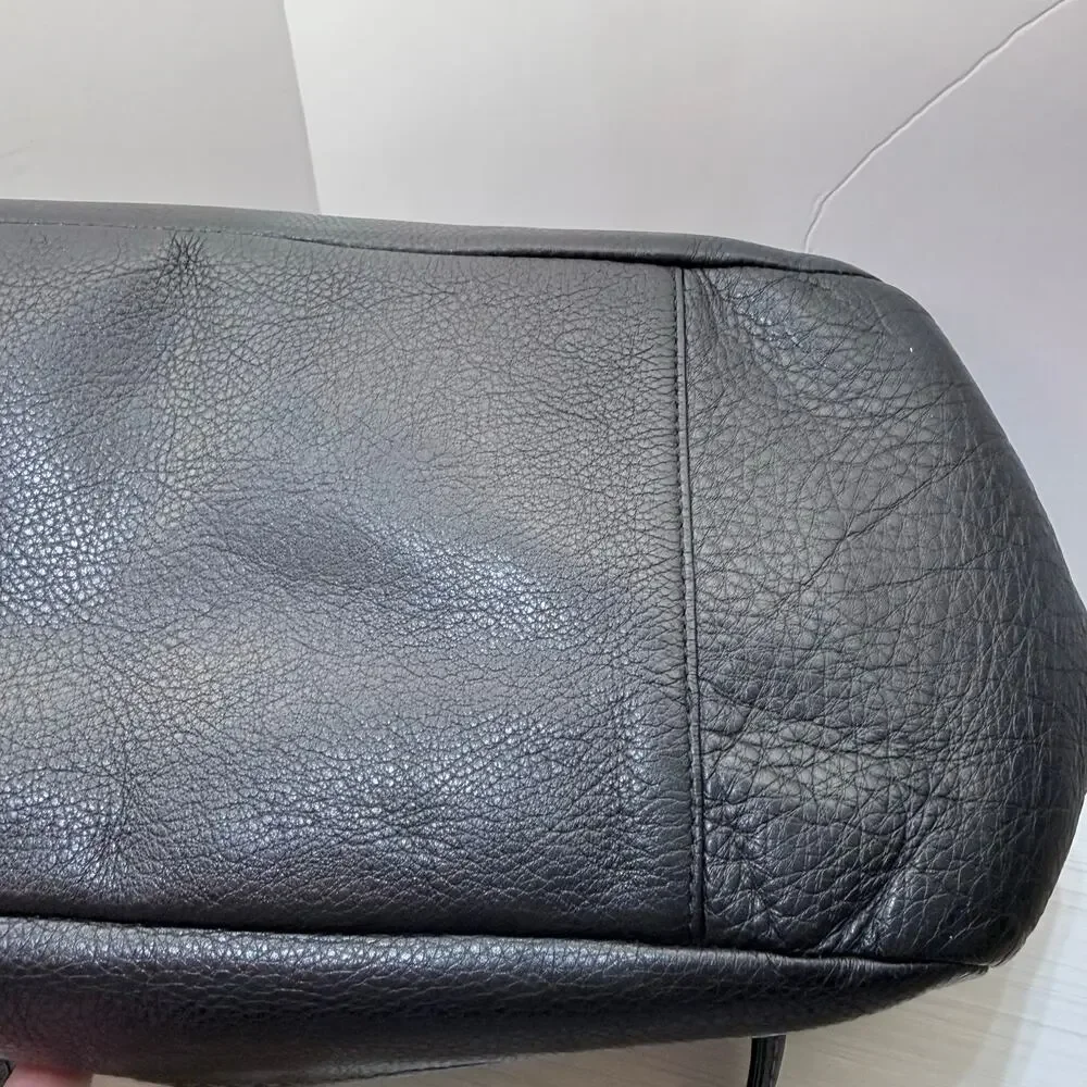 Coach Large Black Pebble Leather Purse / Shoulder Handbag A1320-F25651